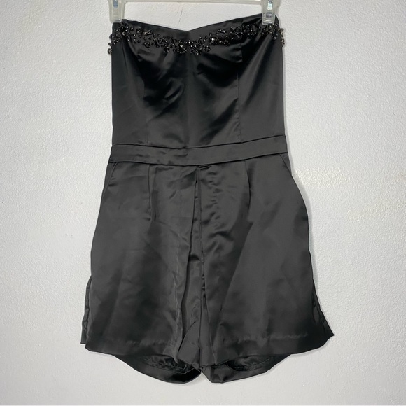 Forever U Pants - Forever U Exclusive | Women's Black Strapless Romper with Pearl design Size S